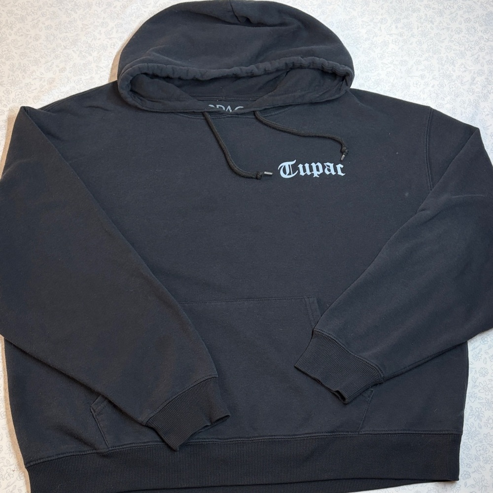 2Pac All Eyez On Me Hoodie Black Graphic Pullover Sweatshirt Hip Hop large - Picture 2 of 7